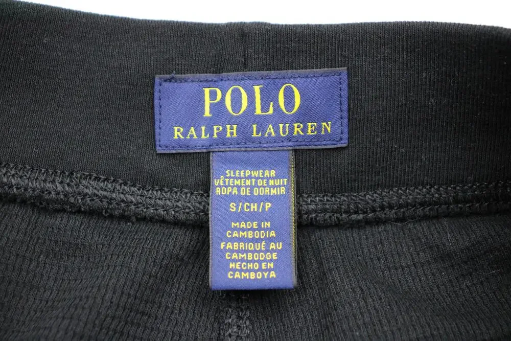Polo Ralph Lauren Sleep Pants Mens S Black Waffle Knit Jogger Lounge Pajama